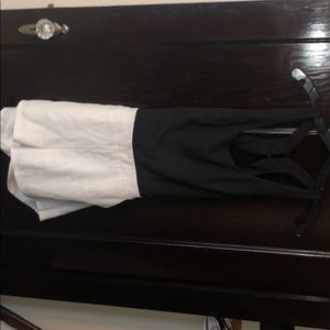 Black and White formal romper, back out, vestique